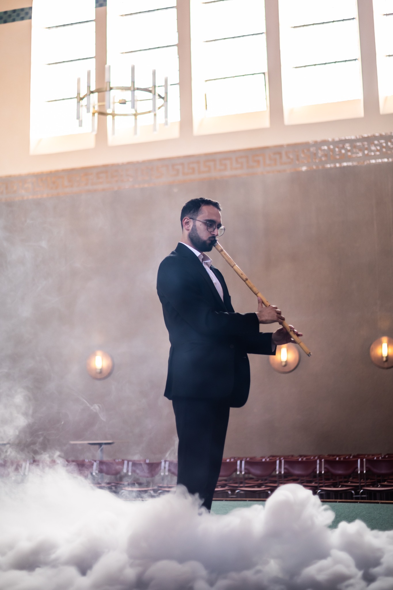 Şükrü Kirtiş playing the ney in profile